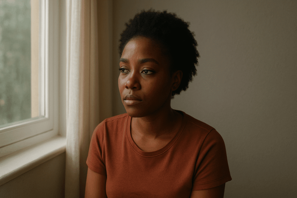black woman with natural hair looking thoughtful, chastity before marriage for catholic women,